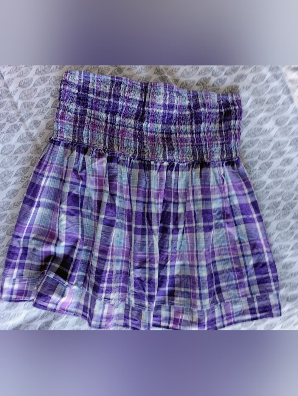 Purple Plaid Smocked Top